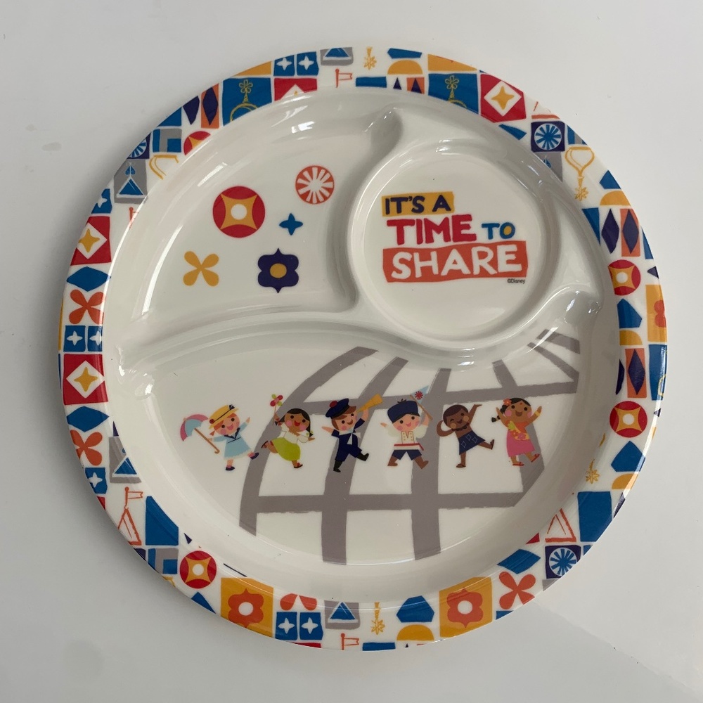 ZAK! Designs Disney It's A Time To Share Small World Melamine Set 2 Plates 8.5"
